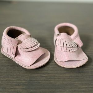 Pink open-toe First Steps Moccasins / 2